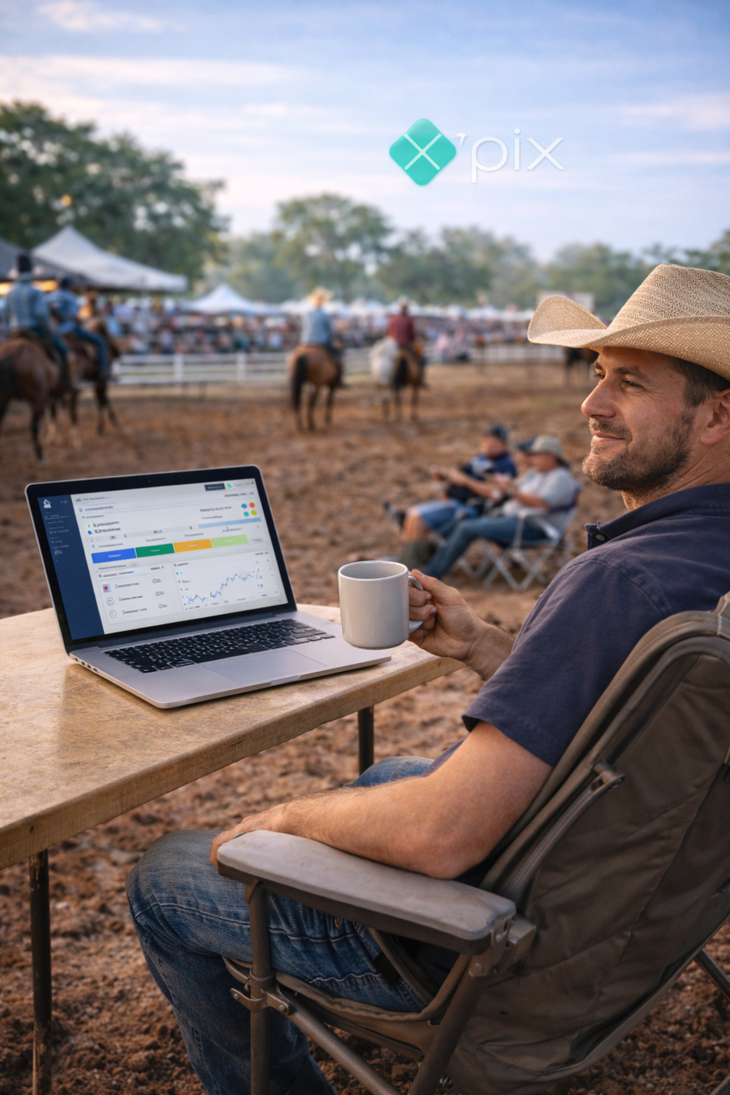Pessoa relaxada monitorando vendas via PIX sem mensalidade fixa